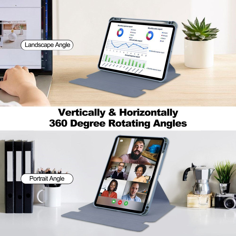 EIDERWOOD iPad Pro 11" (2025 / 2024) Hybrid Flip Deksel m. Roterende Stativfunksjon - Gjennomsiktig / Lilla