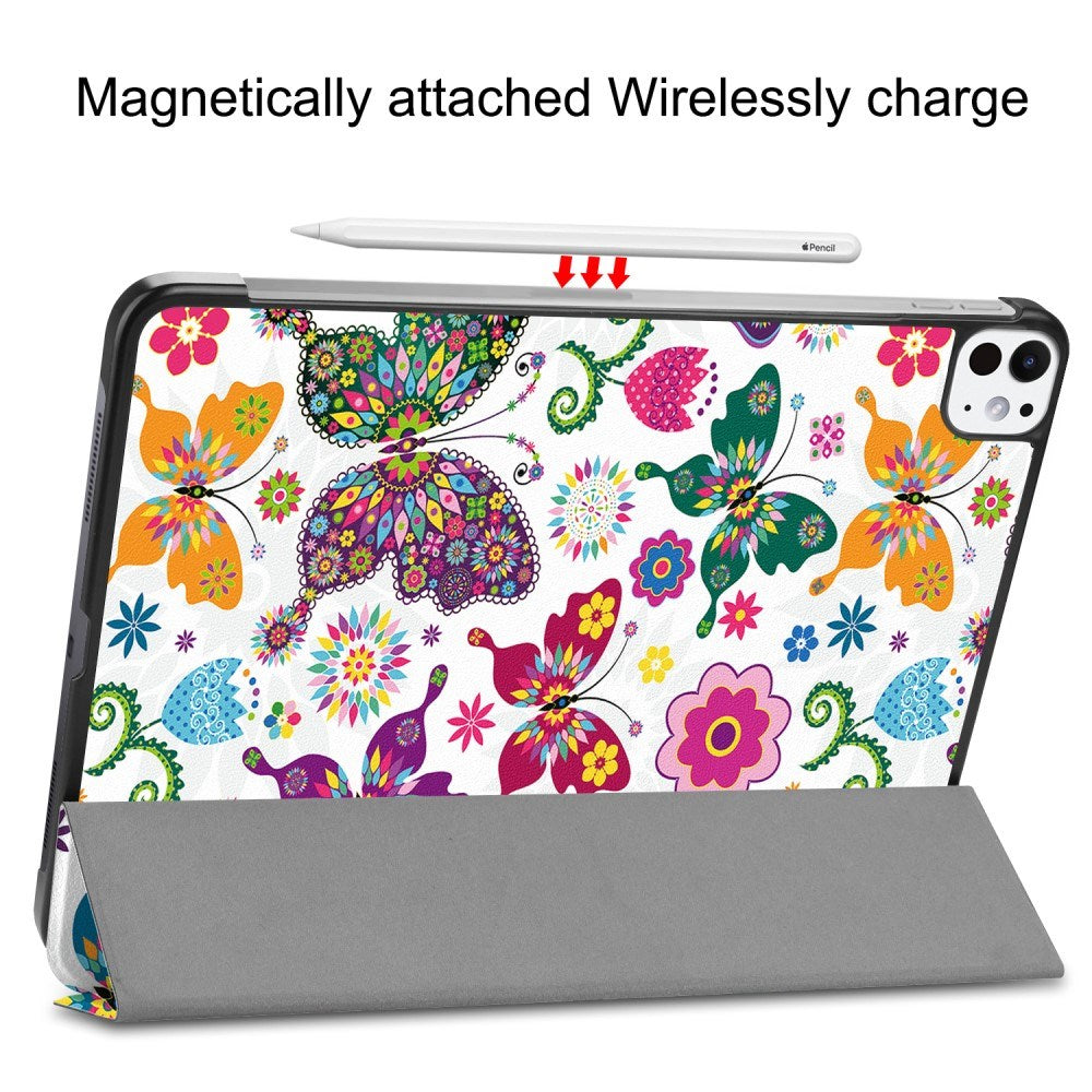 EIDERWOOD iPad Pro 11" (2025 / 2024) Tri-Fold Deksel i Kunstskinn med Sleep-Funksjon - Sommerfugler