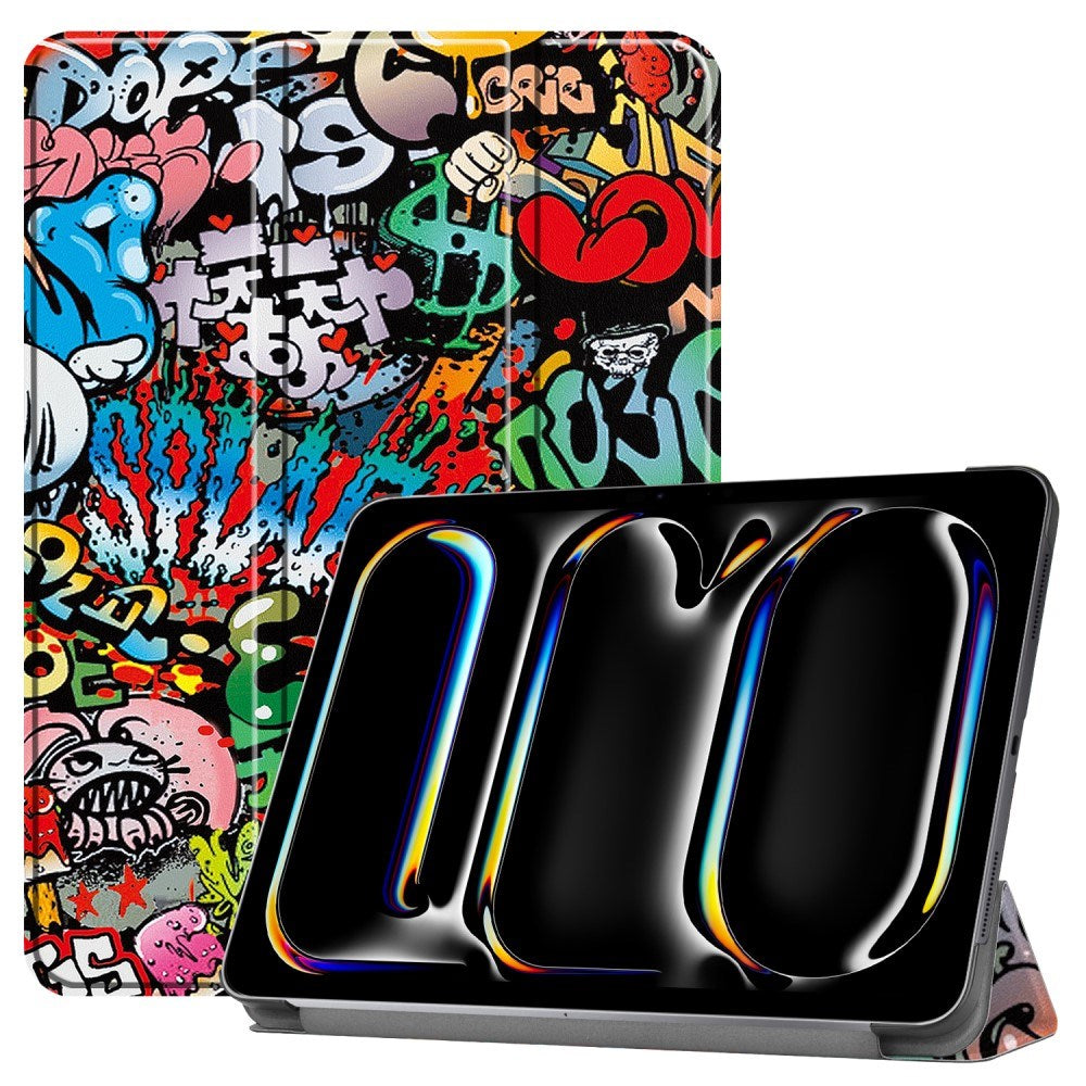 EIDERWOOD iPad Pro 11" (2025 / 2024) Tri-Fold Deksel i Kunstskinn med Sleep-Funksjon - Graffiti