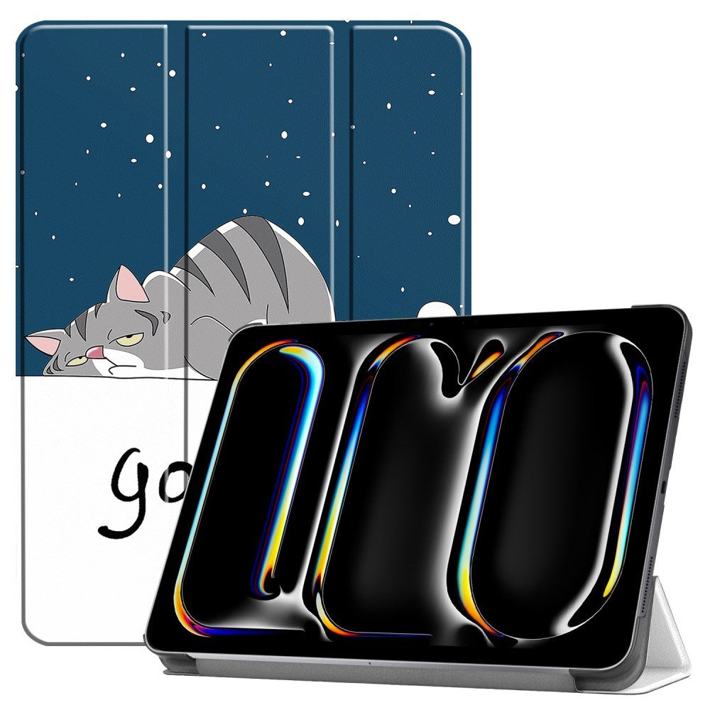 EIDERWOOD iPad Pro 11" (2025 / 2024) Tri-Fold Deksel i Kunstskinn med Sleep-Funksjon - Katt