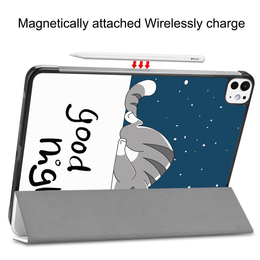 EIDERWOOD iPad Pro 11" (2025 / 2024) Tri-Fold Deksel i Kunstskinn med Sleep-Funksjon - Katt