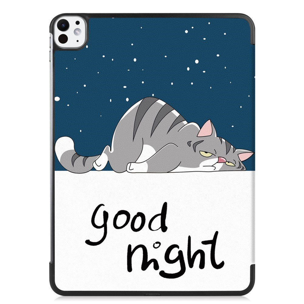 EIDERWOOD iPad Pro 11" (2025 / 2024) Tri-Fold Deksel i Kunstskinn med Sleep-Funksjon - Katt