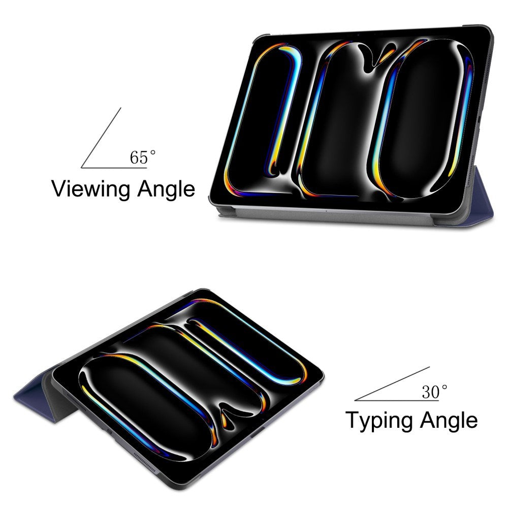 EIDERWOOD iPad Pro 11" (2025 / 2024) Tri-Fold Skinn Flip Deksel - Mørke Blå