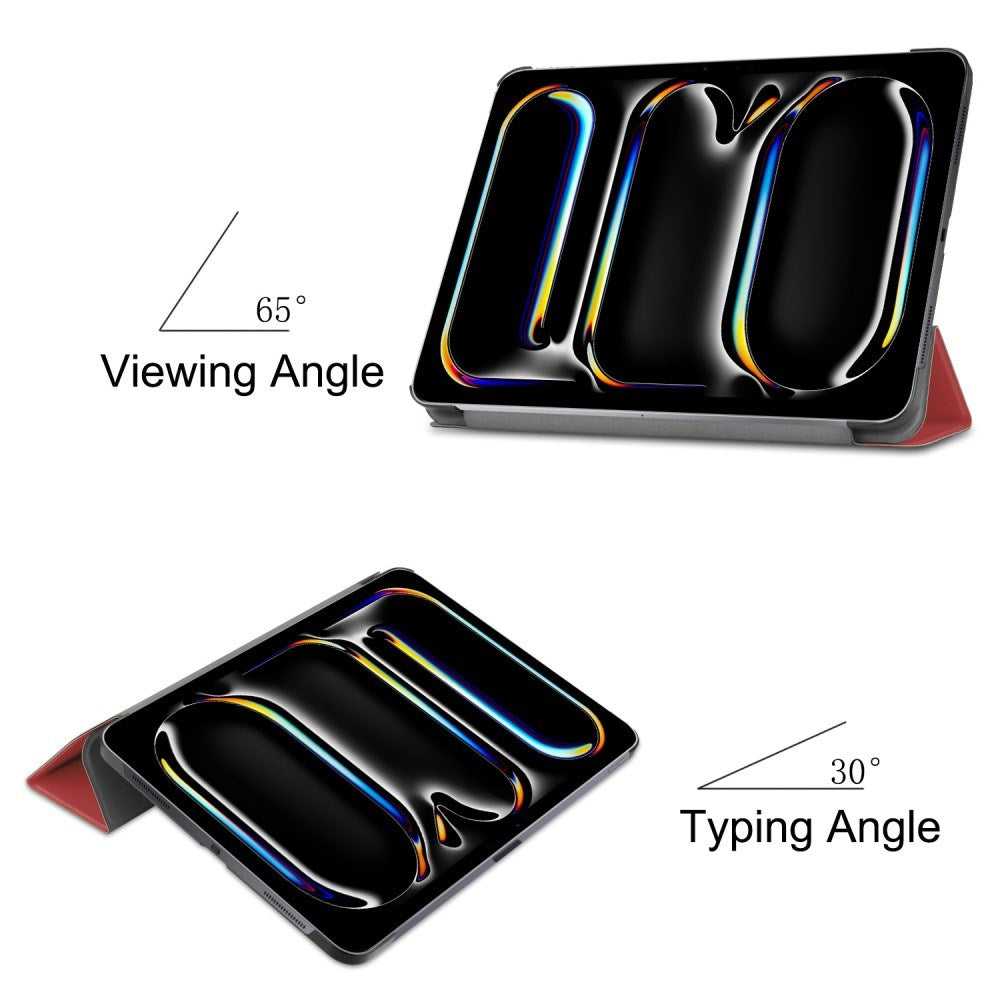 EIDERWOOD iPad Pro 11" (2025 / 2024) Tri-Fold Skinn Flip Deksel - Vinrød