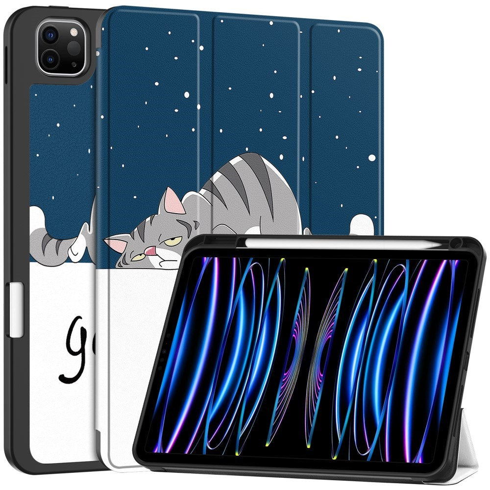 EIDERWOOD iPad Pro 11" (2025 / 2024) Tri-Fold Kunstskinn Flip Deksel m. Våkne / Sove Funksjon - Katt