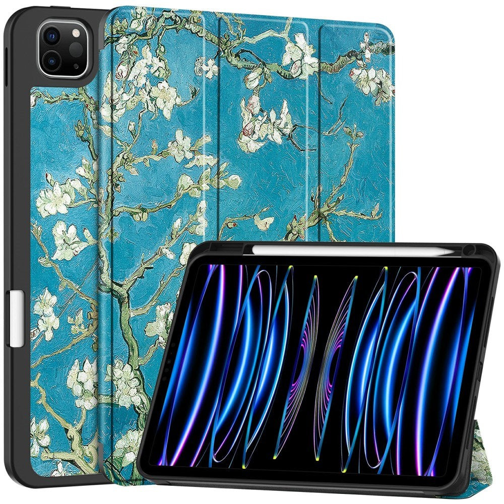 EIDERWOOD iPad Pro 11" (2025 / 2024) Tri-Fold Kunstskinn Flip Deksel m. Våkne / Sove Funksjon - Blomster