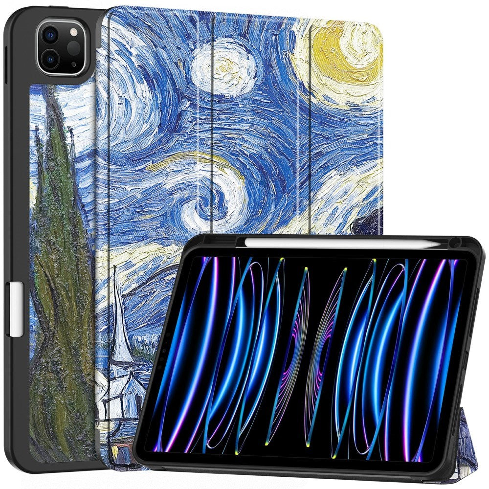EIDERWOOD iPad Pro 11" (2025 / 2024) Tri-Fold Kunstskinn Flip Deksel m. Våkne / Sove Funksjon - Maleri