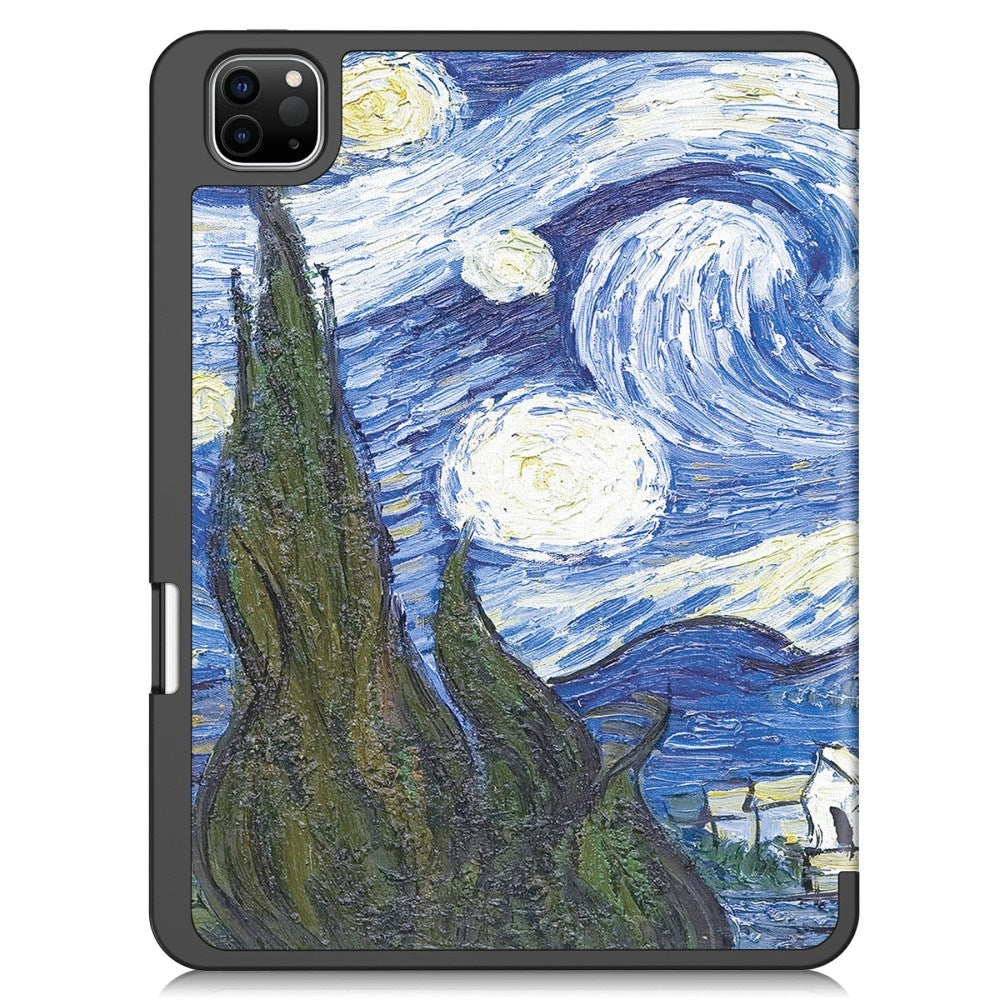 EIDERWOOD iPad Pro 11" (2025 / 2024) Tri-Fold Kunstskinn Flip Deksel m. Våkne / Sove Funksjon - Maleri