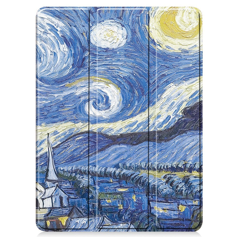 EIDERWOOD iPad Pro 11" (2025 / 2024) Tri-Fold Kunstskinn Flip Deksel m. Våkne / Sove Funksjon - Maleri