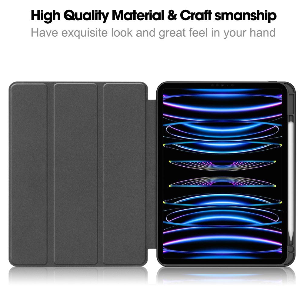 EIDERWOOD iPad Pro 11" (2025 / 2024) Tri-Fold Kunst Skinn Deksel med Apple Pencil Holder - Grå