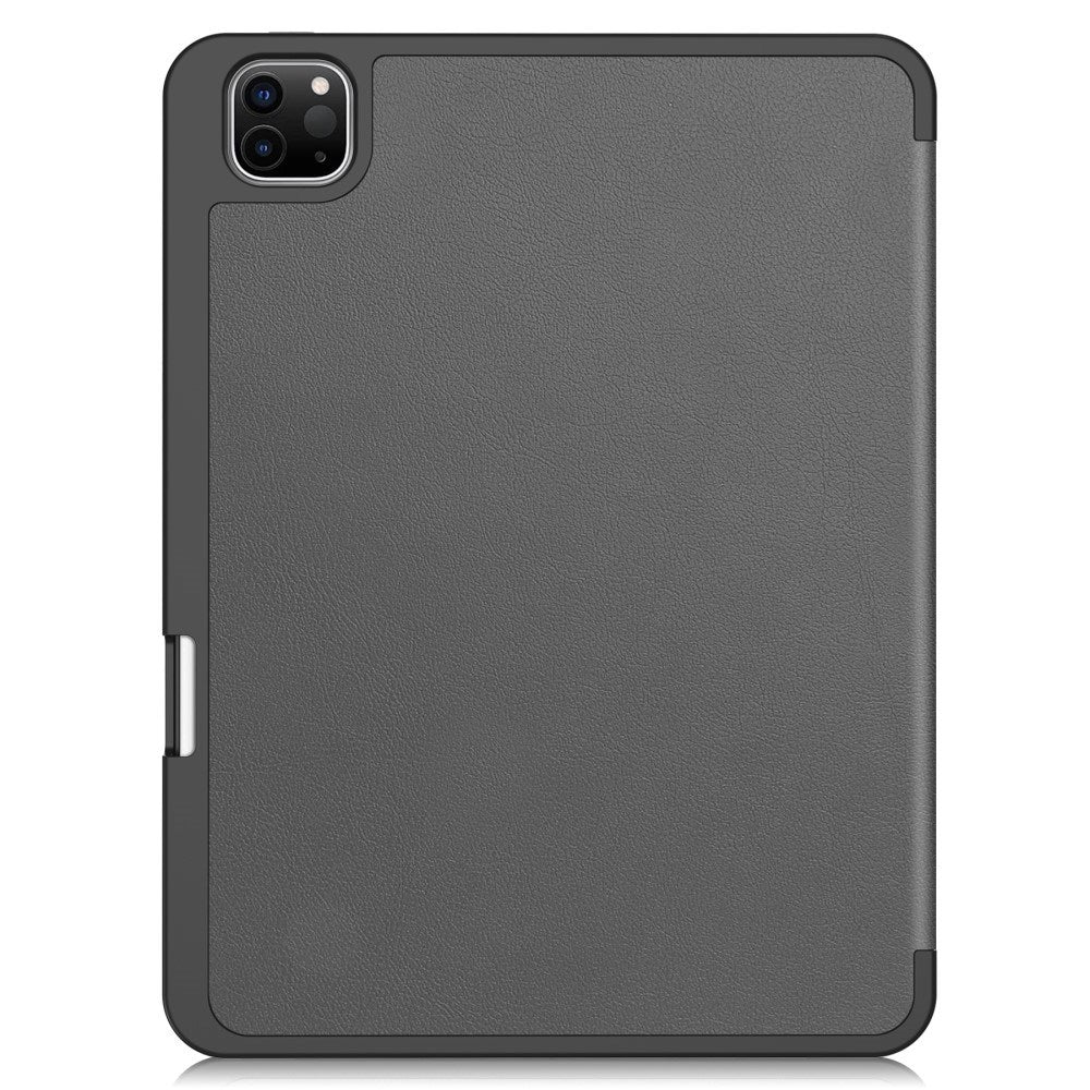 EIDERWOOD iPad Pro 11" (2025 / 2024) Tri-Fold Kunst Skinn Deksel med Apple Pencil Holder - Grå