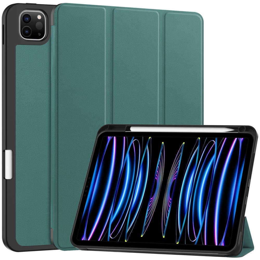 EIDERWOOD iPad Pro 11" (2025 / 2024) Tri-Fold Kunst Skinn Deksel med Apple Pencil Holder - Grønn