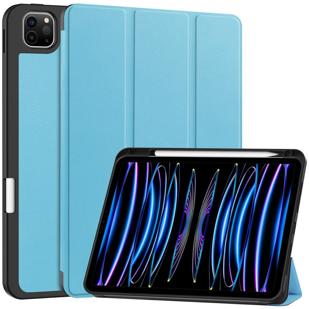 EIDERWOOD iPad Pro 11" (2025 / 2024) Tri-Fold Kunst Skinn Deksel med Apple Pencil Holder - Blå