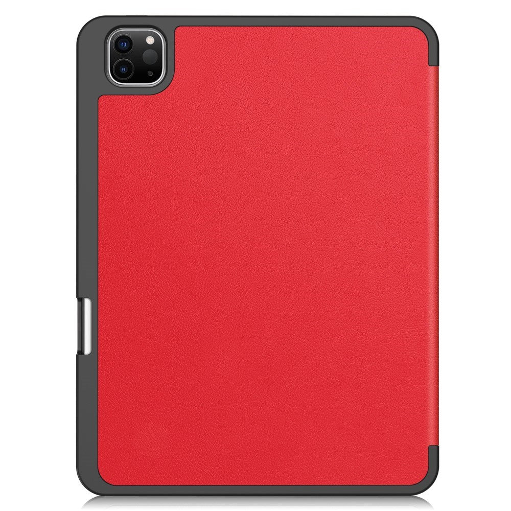 EIDERWOOD iPad Pro 11" (2025 / 2024) Tri-Fold Kunst Skinn Deksel med Apple Pencil Holder - Rød