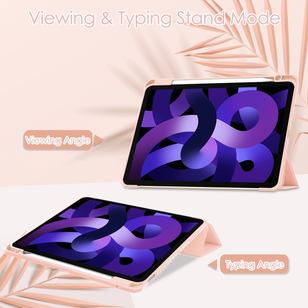 EIDERWOOD iPad Air 11" (2025 / 2024) Hybrid Flip Deksel med Pennholder - Pink og Gjennomsiktig
