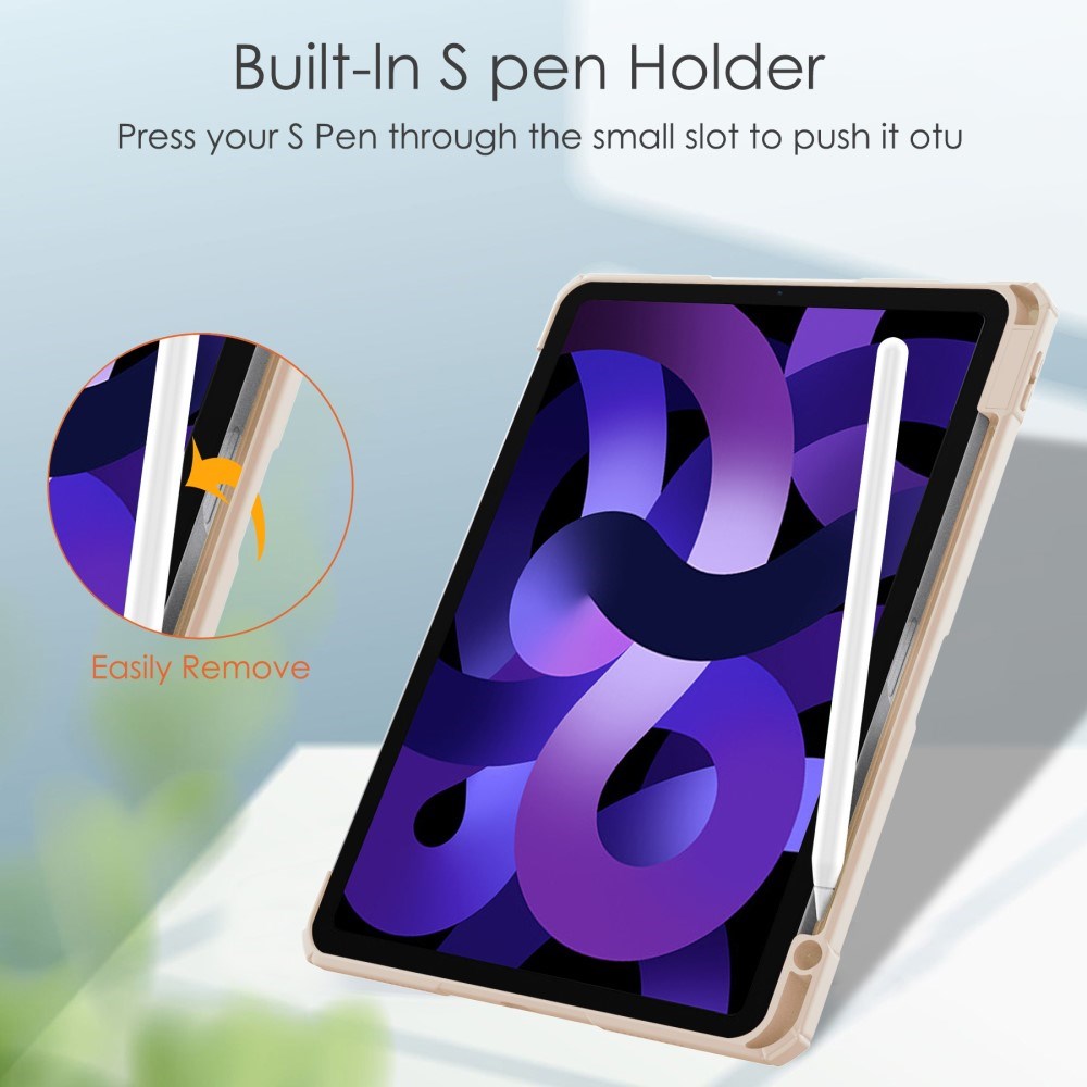 EIDERWOOD iPad Air 11" (2025 / 2024) Hybrid Flip Deksel med Pennholder - Pink og Gjennomsiktig