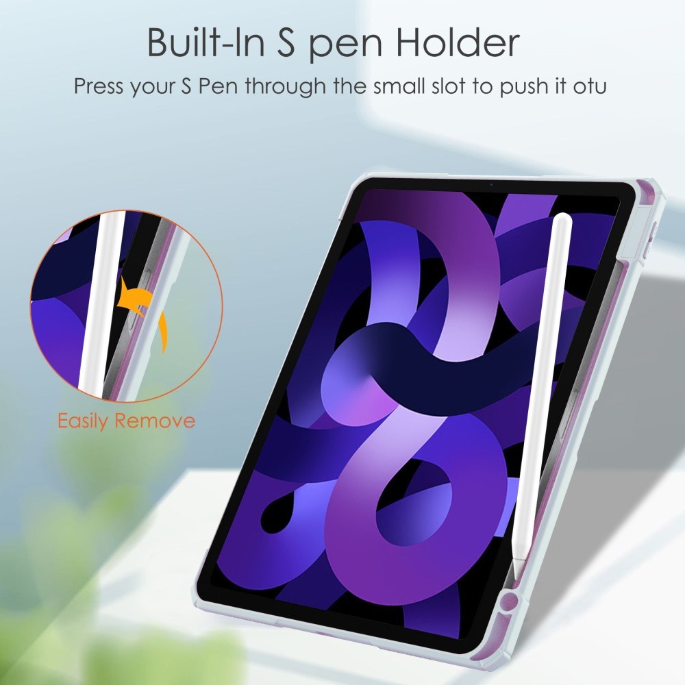 EIDERWOOD iPad Air 11" (2025 / 2024) Hybrid Flip Deksel med Pennholder - Lys Blå og Gjennomsiktig