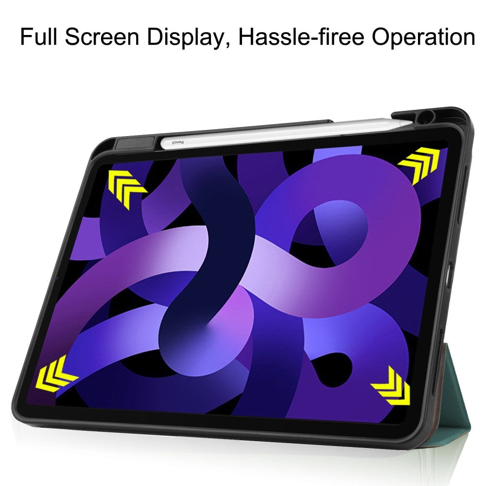 EIDERWOOD iPad Air 11" (2025 / 2024) Litchi Tri-Fold Skinn Deksel med Apple Pencil Holder - Grønn