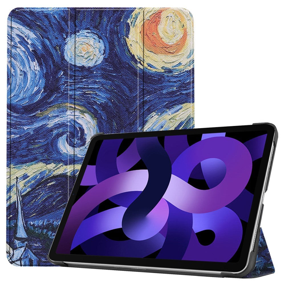 EIDERWOOD iPad Air 11" (2025 / 2024) Tri-Fold Kunstskinn Flip Deksel m. Våkne / Sove Funksjon - Maleri