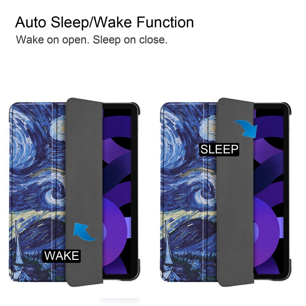 EIDERWOOD iPad Air 11" (2025 / 2024) Tri-Fold Kunstskinn Flip Deksel m. Våkne / Sove Funksjon - Maleri