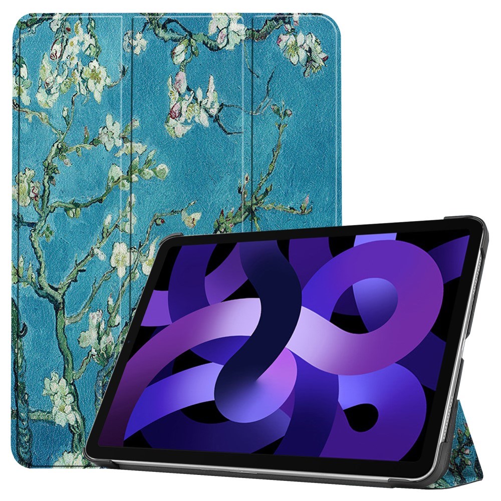EIDERWOOD iPad Air 11" (2025 / 2024) Tri-Fold Kunstskinn Flip Deksel m. Våkne / Sove Funksjon - Hvite Blomster
