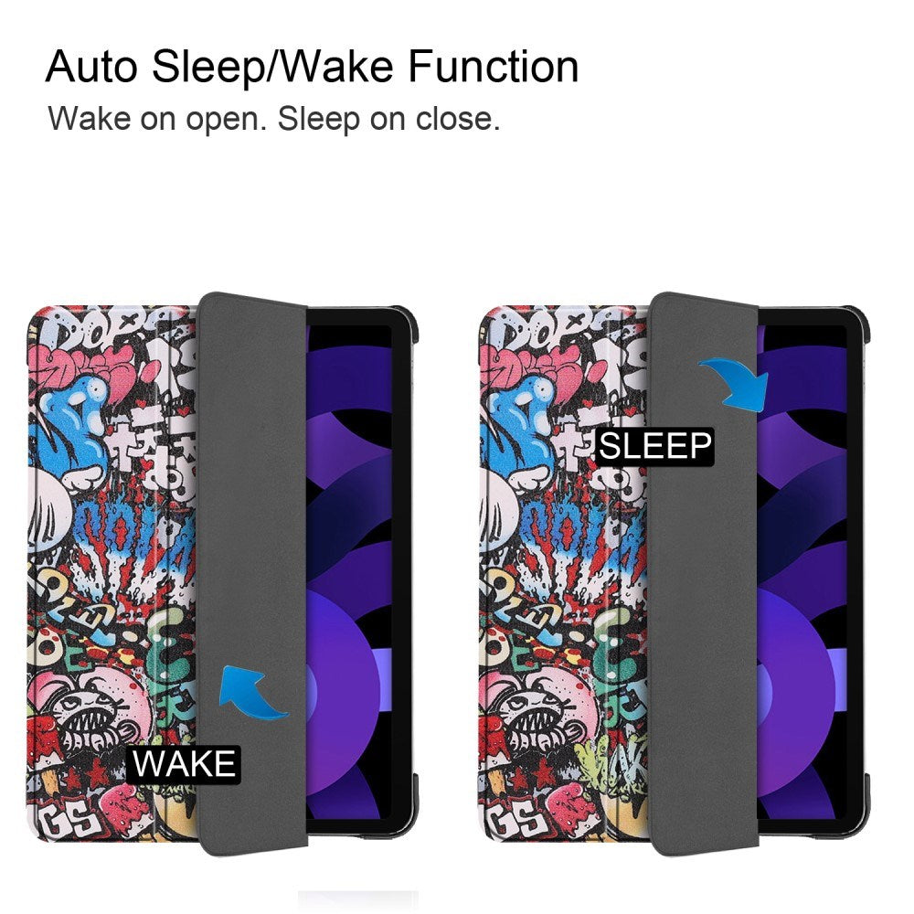 EIDERWOOD iPad Air 11" (2025 / 2024) Tri-Fold Kunstskinn Flip Deksel m. Våkne / Sove Funksjon - Graffiti