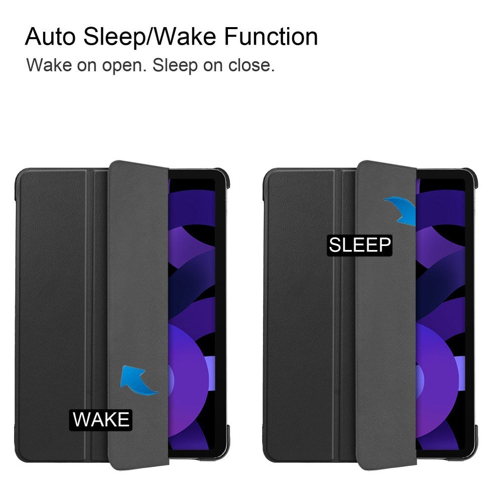 EIDERWOOD iPad Air 11" (2025 / 2024) Litchi Tri-Fold Skinn Flip Deksel - Svart