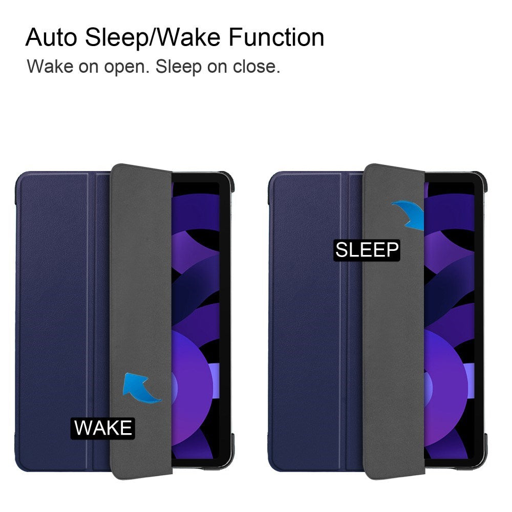 EIDERWOOD iPad Air 11" (2025 / 2024) Litchi Tri-Fold Skinn Flip Deksel - Blå