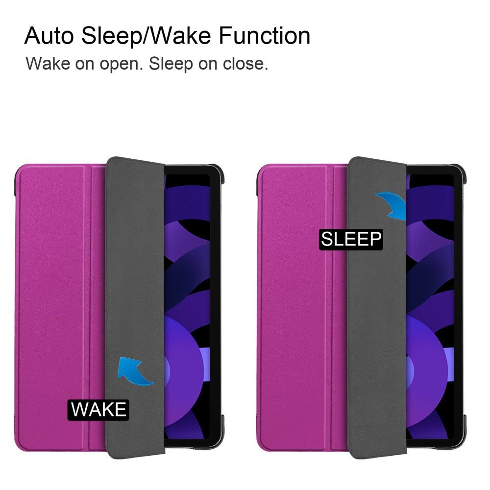 EIDERWOOD iPad Air 11" (2025 / 2024) Litchi Tri-Fold Skinn Flip Deksel - Lilla