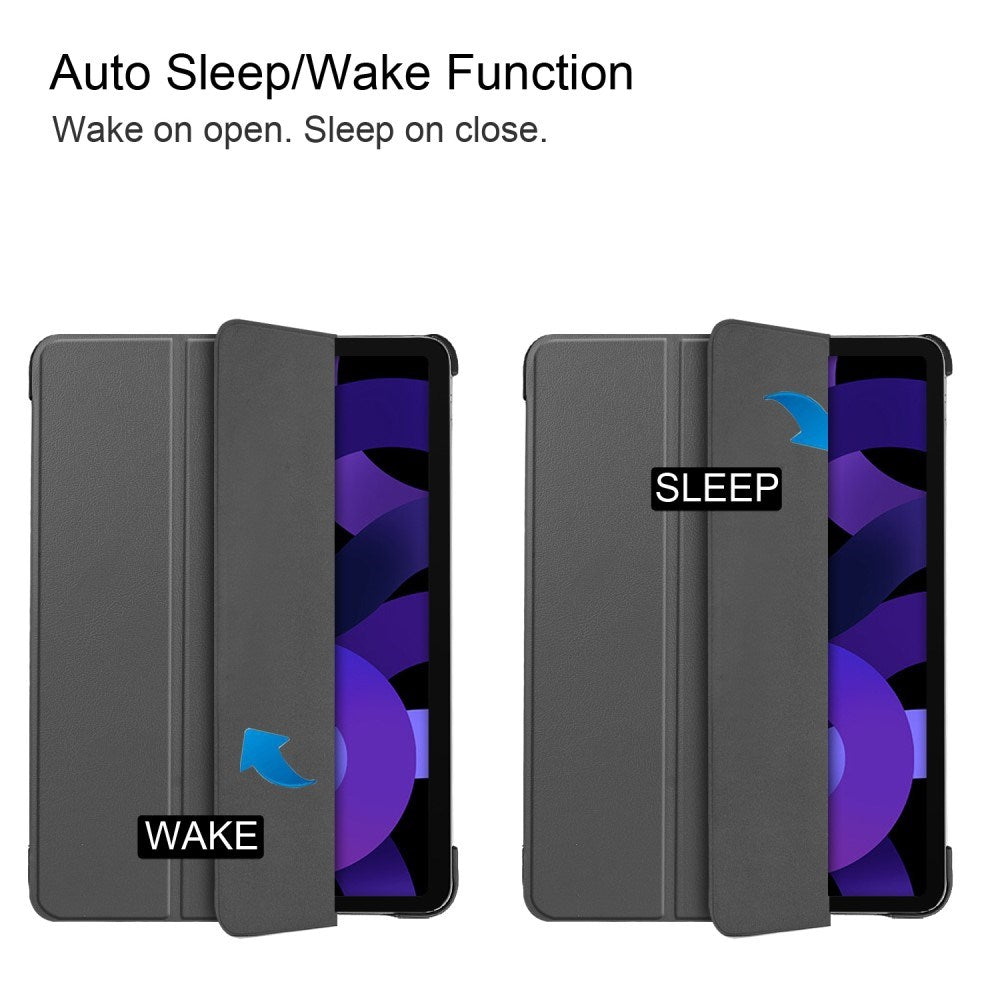 EIDERWOOD iPad Air 11" (2025 / 2024) Litchi Tri-Fold Skinn Flip Deksel - Grå