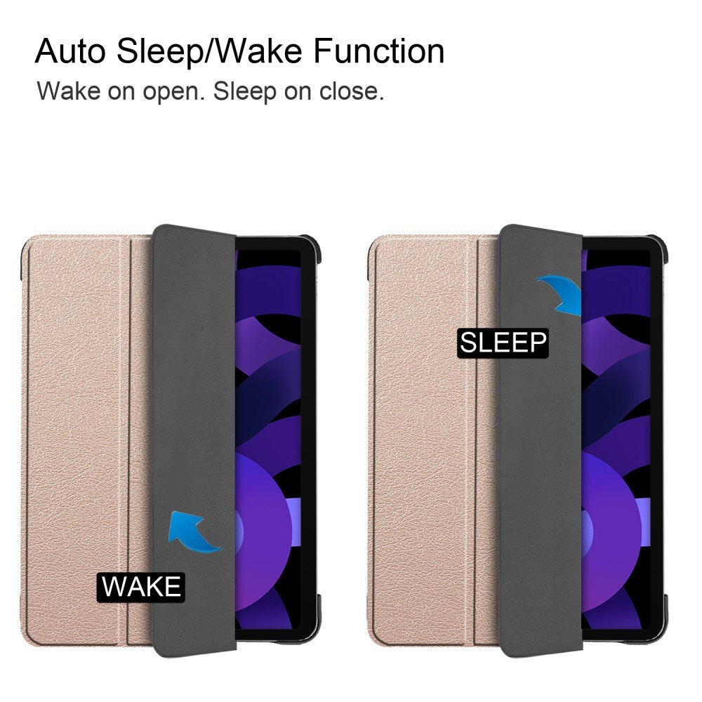 EIDERWOOD iPad Air 11" (2025 / 2024) Litchi Tri-Fold Skinn Flip Deksel - Gull