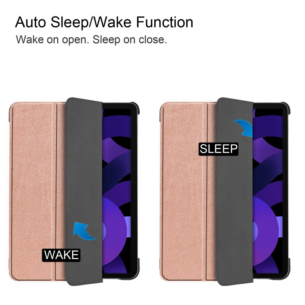 EIDERWOOD iPad Air 11" (2025 / 2024) Litchi Tri-Fold Skinn Flip Deksel - Rose Gold