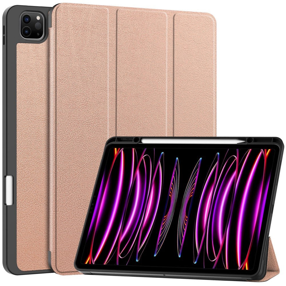 EIDERWOOD iPad Air 13" (2025 / 2024) Tri-Fold Kunst Skinn Deksel med Apple Pencil Holder - Rose Gold