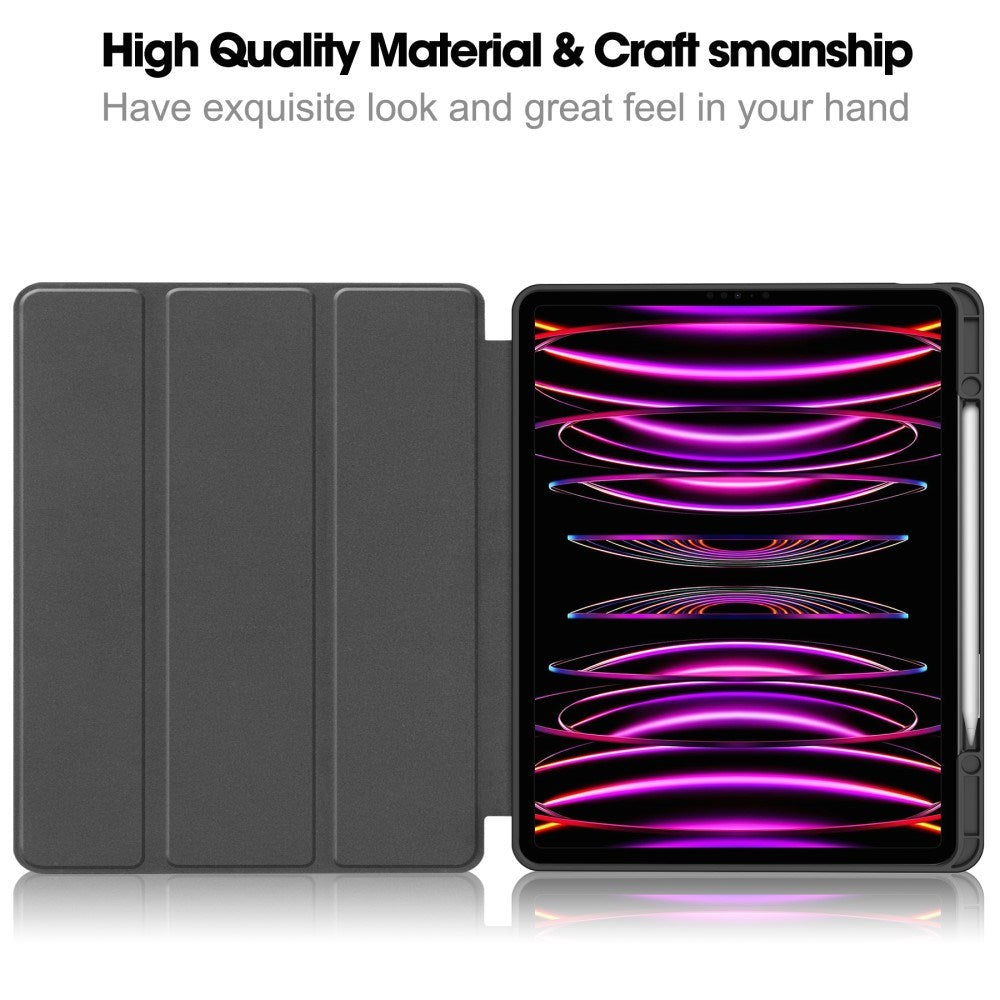 EIDERWOOD iPad Air 13" (2025 / 2024) Tri-Fold Kunst Skinn Deksel med Apple Pencil Holder - Rød