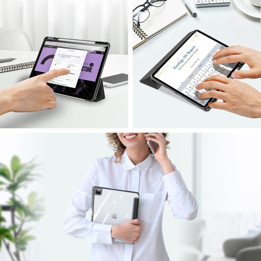 iPad Pro 13" (2025 / 2024) DUX DUCIS TOBY Series - Støtsikkert Flipdeksel - Gjennomsiktig / Svart