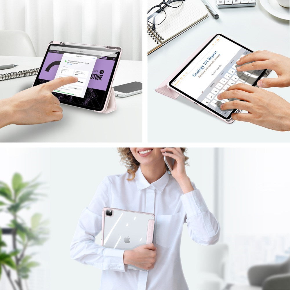 iPad Pro 13" (2025 / 2024) DUX DUCIS TOBY Series - Støtsikkert Flipdeksel - Gjennomsiktig / Pink