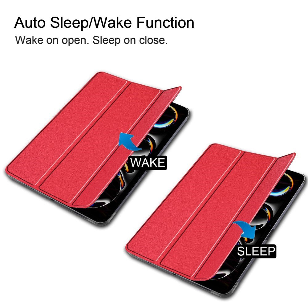 EIDERWOOD iPad Pro 13" (2025 / 2024) Tri-Fold Skinn Flip Deksel - Rød