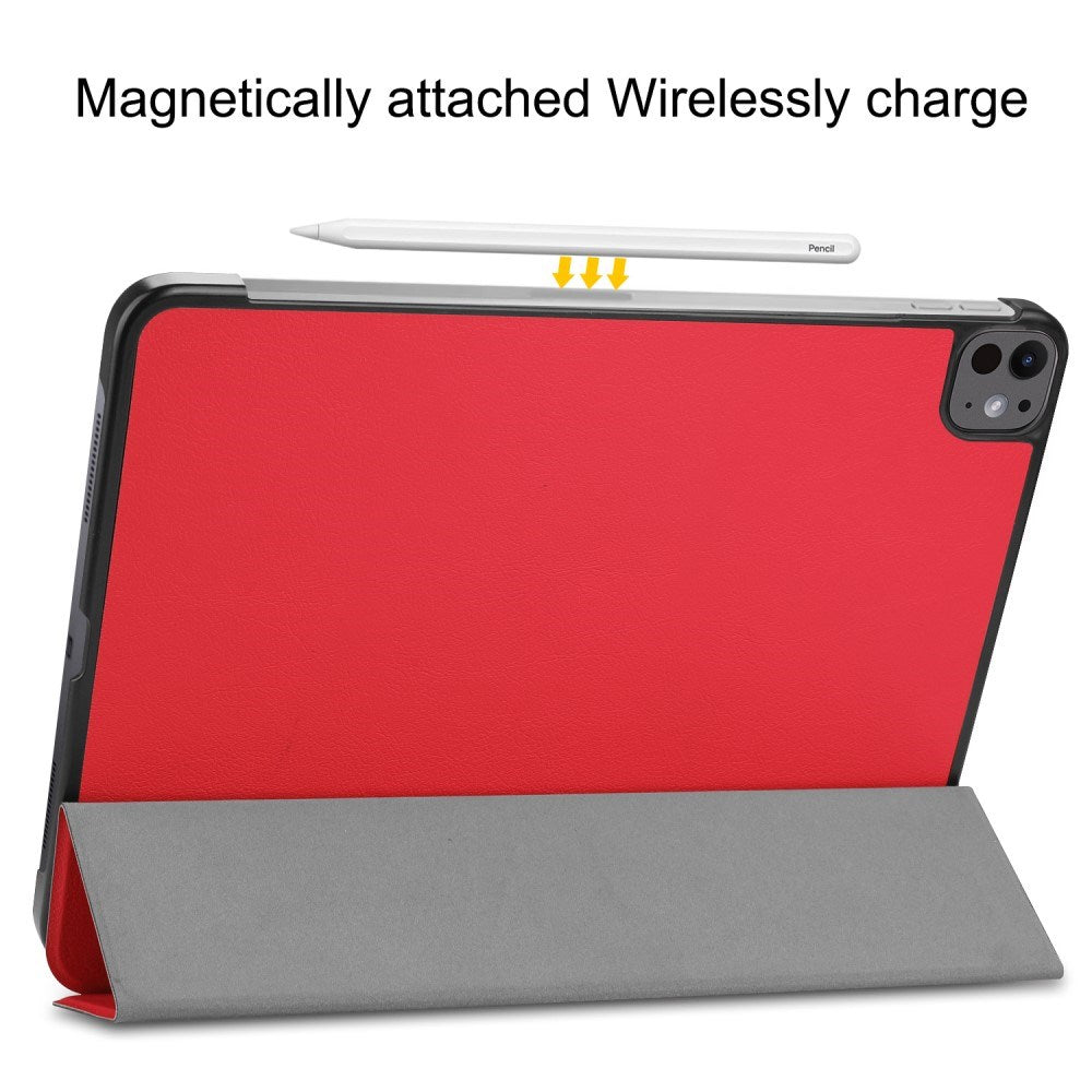 EIDERWOOD iPad Pro 13" (2025 / 2024) Tri-Fold Skinn Flip Deksel - Rød