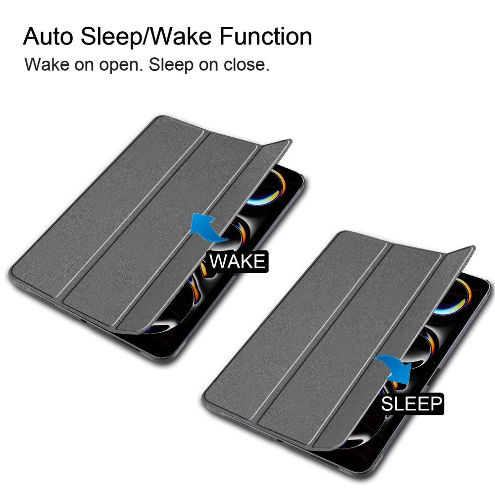 EIDERWOOD iPad Pro 13" (2025 / 2024) Tri-Fold Skinn Flip Deksel - Grå