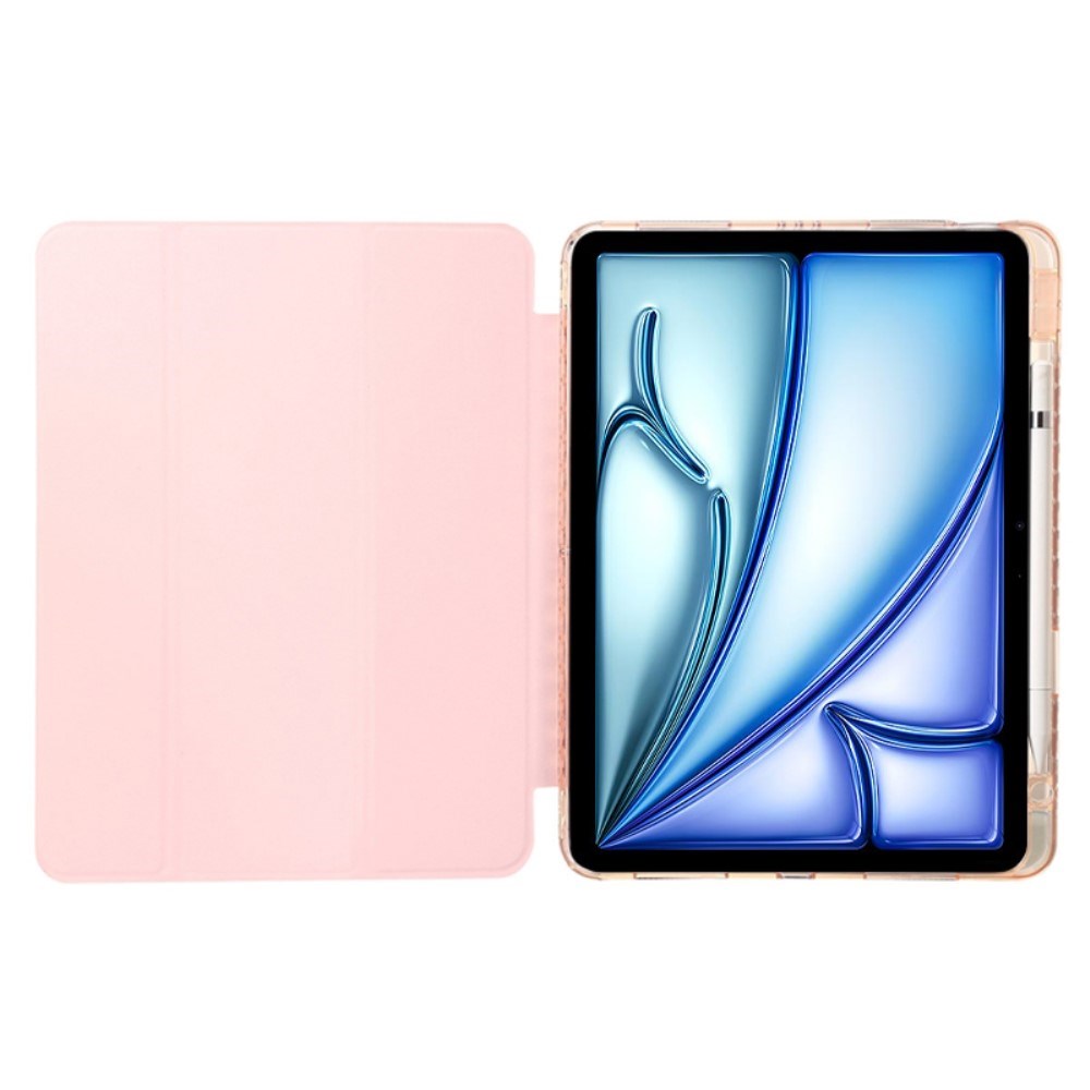 EIDERWOOD iPad Air 11" (2025 / 2024) Tri-Fold Kunst Skinn Deksel med Apple Pencil Holder - Rosa