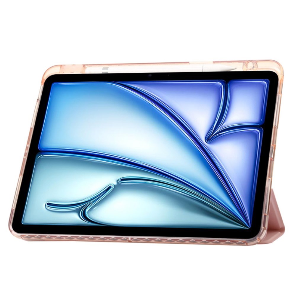 EIDERWOOD iPad Air 11" (2025 / 2024) Tri-Fold Kunst Skinn Deksel med Apple Pencil Holder - Rosa
