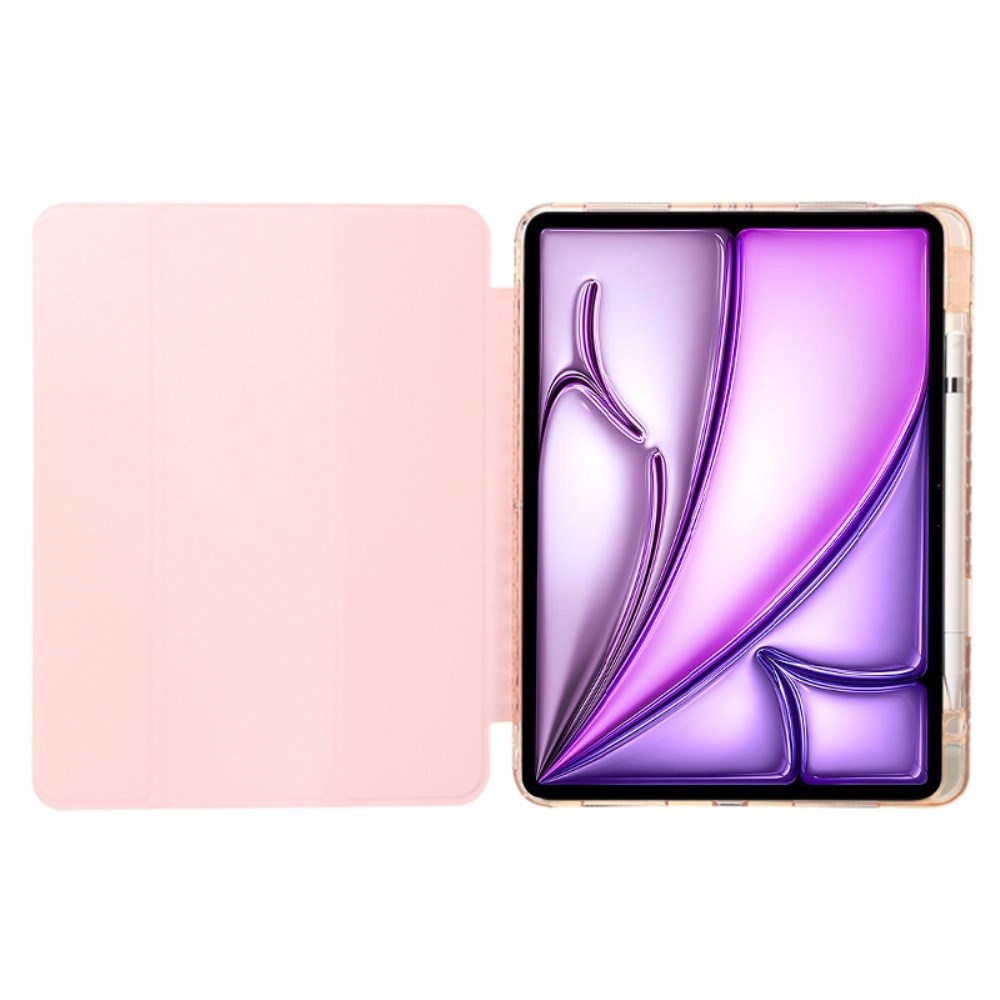 EIDERWOOD iPad Air 13" (2025 / 2024) Tri-Fold Kunst Skinn Deksel med Apple Pencil Holder - Rosa