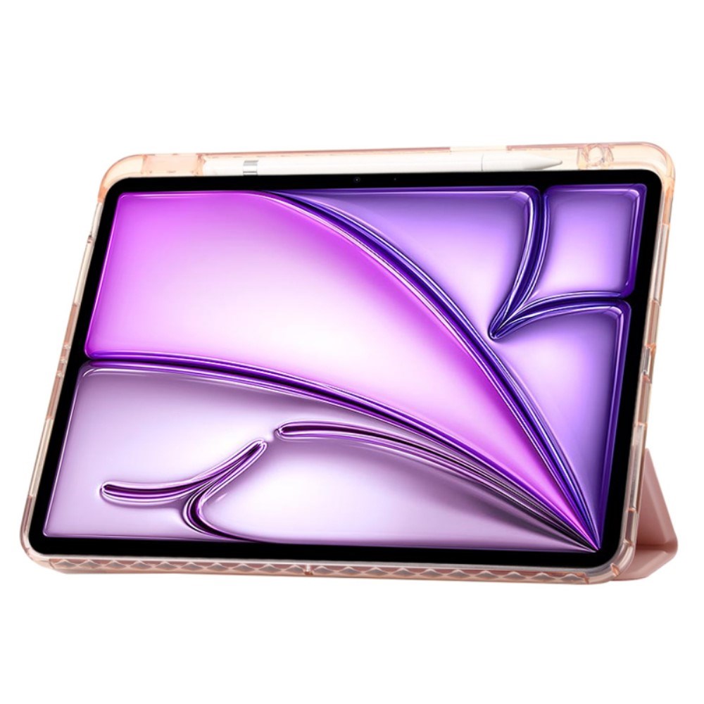EIDERWOOD iPad Air 13" (2025 / 2024) Tri-Fold Kunst Skinn Deksel med Apple Pencil Holder - Rosa