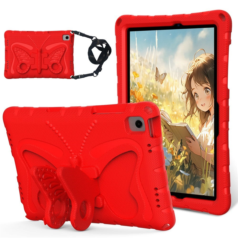 Samsung Galaxy Tab A11+ (Plus) / A9+ (Plus) EIDERWOOD Butterfly Kickstand Barnedeksel - Rød