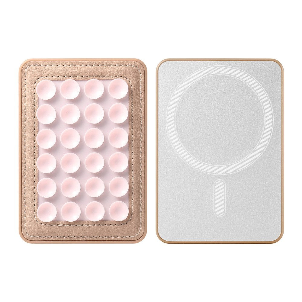 Silikon Sugekopp Mobilholder med Kunstskinn – MagSafe Kompatibel – Rosa