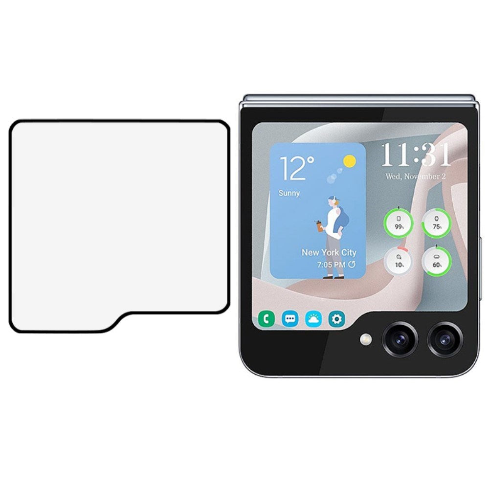 Samsung Galaxy Z Flip7 FE / Flip6 Beskyttelsesglass til Frontskjerm - Svart Kant