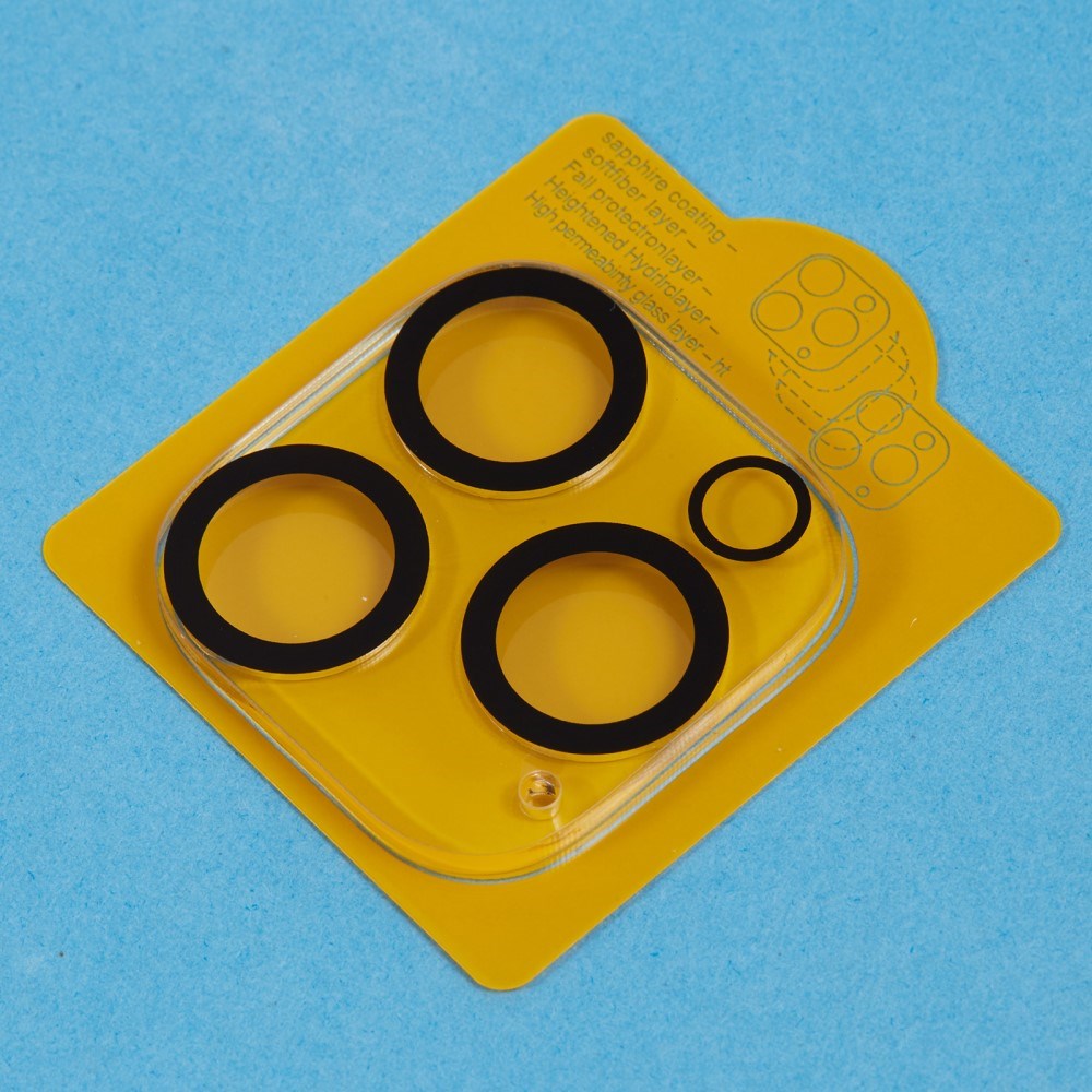 iPhone 16 Pro Max Herdet Beskyttelsesglass for Kameralinsen - Gjennomsiktig / Svart