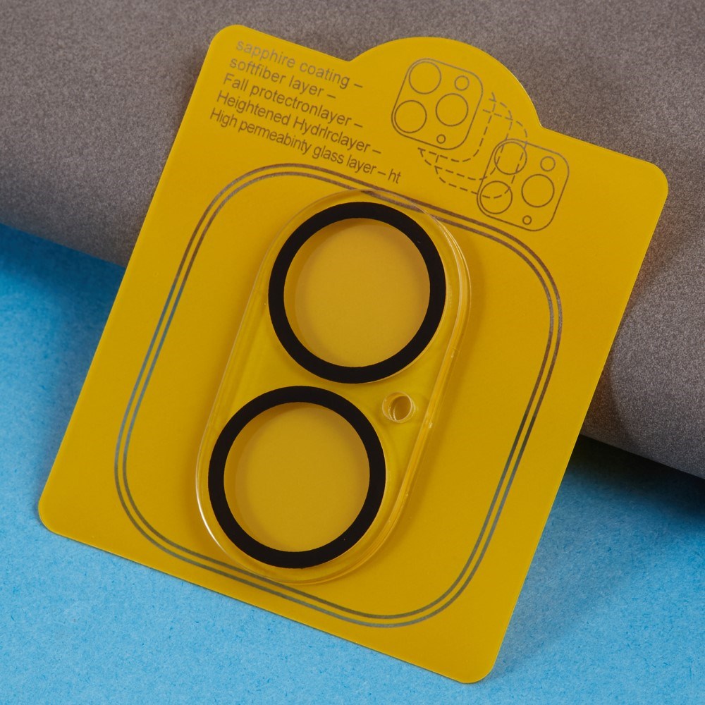 iPhone 16 Herdet Beskyttelsesglass for Kameralinsen - Gjennomsiktig / Svart