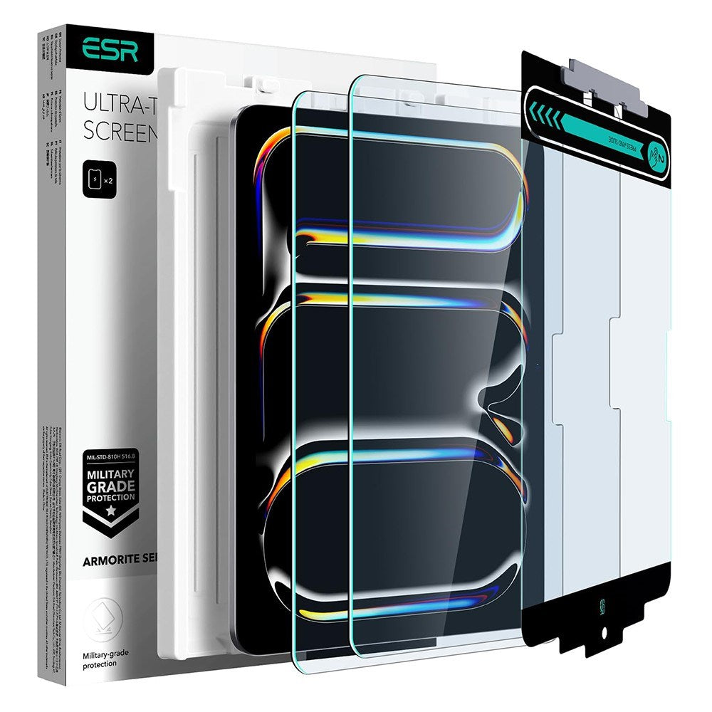 ESR iPad Pro 11" (2025 / 2024) Herdet Skjermbeskytter inkl. Monteringsramme - 2 stk. - Gjennomsiktig