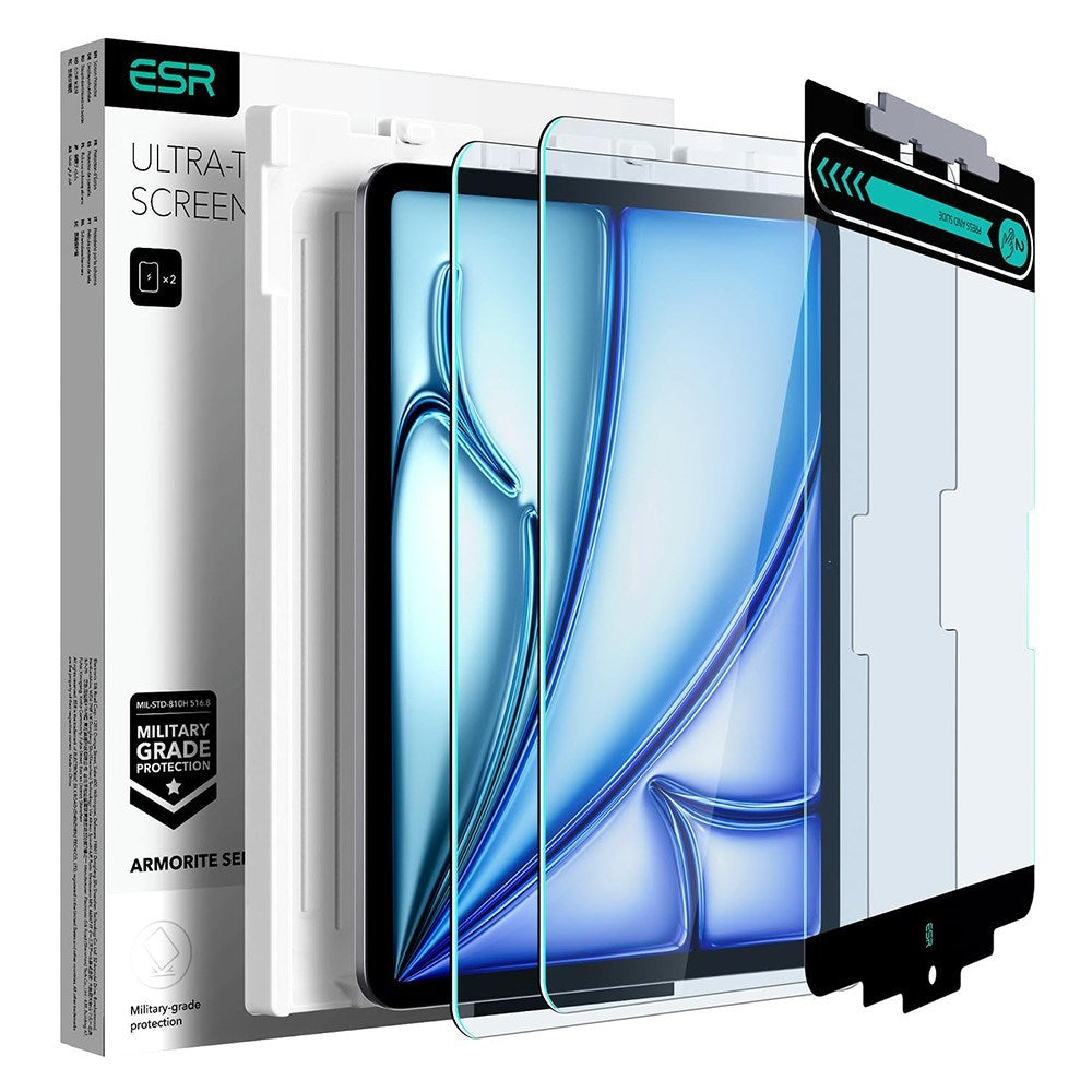 ESR iPad Air 11" (2025 / 2024) Herdet Skjermbeskytter inkl. Monteringsramme - 2 stk. - Gjennomsiktig